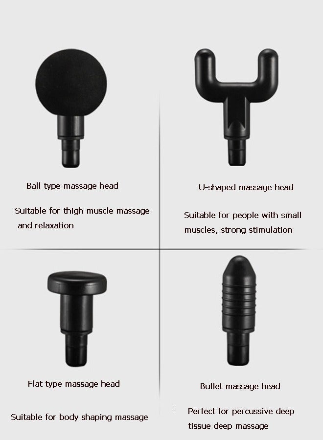 Loquat Mini Massager,Message Device,Body Massager,Massage Muscle Stimulators,Portable 6 Speeds Muscle Massager Deep Tissue with 4 Massage Heads, Super Quiet Type-C Charging Percussion Massager for Muscle P - Image 4