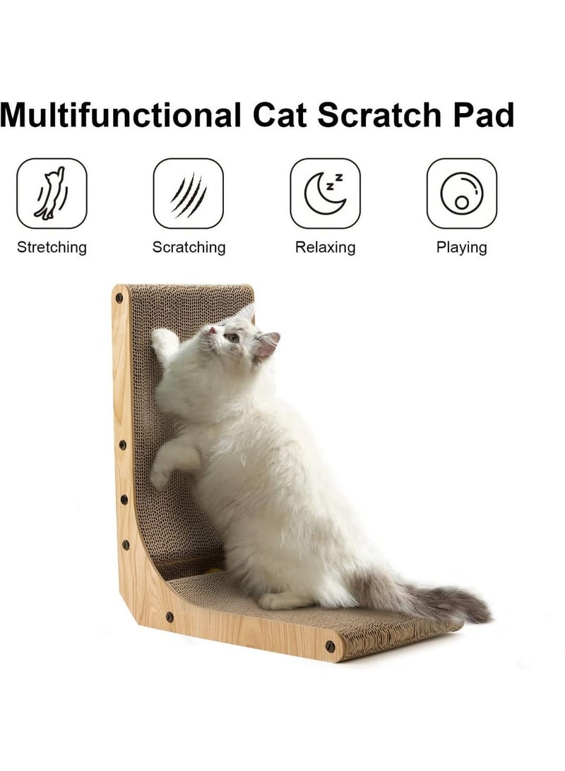 L Shape Cat Scratcher Wall Mounted Cardboard Scratch Pad With Ball Toy for Indoor Cats Medium Size - Image 3