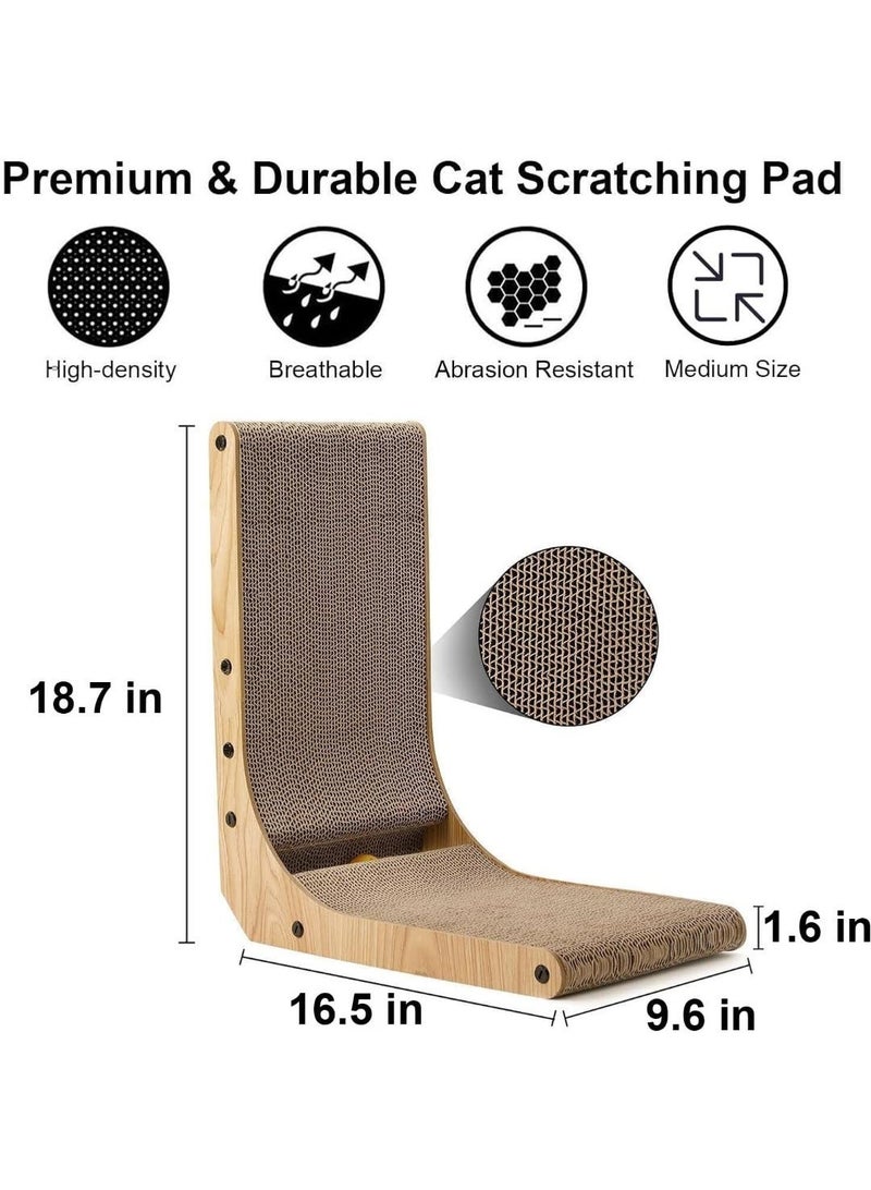 L Shape Cat Scratcher Wall Mounted Cardboard Scratch Pad With Ball Toy for Indoor Cats Medium Size - Image 5