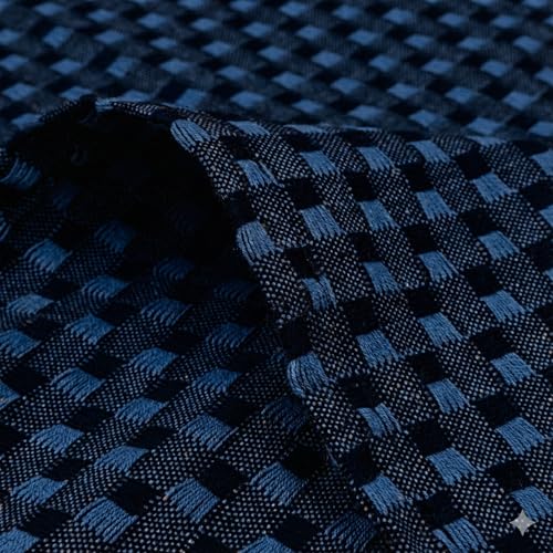 RUSTIQUE LINENS 100% Cotton Textured Check Tablecloth for 4 to 6 Seater – Water & Stain Resistant Dining Table Cover – Heavyweight, Washable – Navy Blue (150 x 150 CM) - Image 3