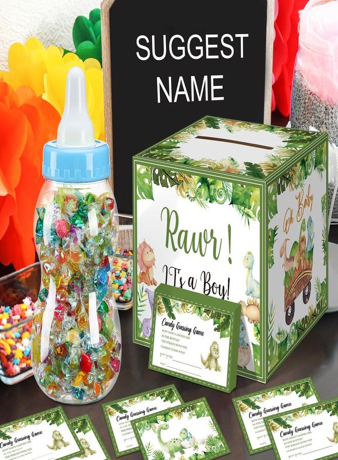 Glenmal 52 Pcs Baby Shower Games Gift Sets Large Baby Bottle for Shower Game Guess How Many Candies Baby Shower Decorations for Baby Shower favors Games Gender Reveal(Dinosaur Style) - Image 3