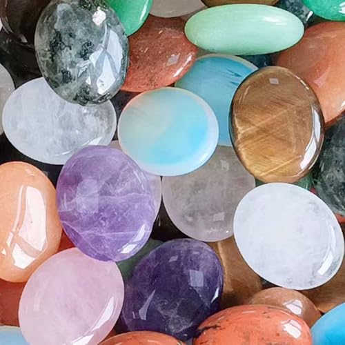 LAIDANLA 10PCS Healing Crystals Palm Stone Set Oval Crystal Amethyst Rose Quartz Obsidian Clear Quartz Polished Natural Stones Pocket Gemstone Home Decoration for Meditation and Anxiety Stress Relief - Image 1