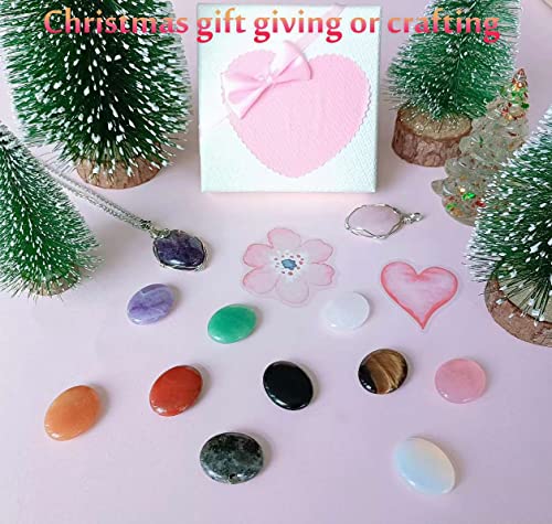 LAIDANLA 10PCS Healing Crystals Palm Stone Set Oval Crystal Amethyst Rose Quartz Obsidian Clear Quartz Polished Natural Stones Pocket Gemstone Home Decoration for Meditation and Anxiety Stress Relief - Image 5
