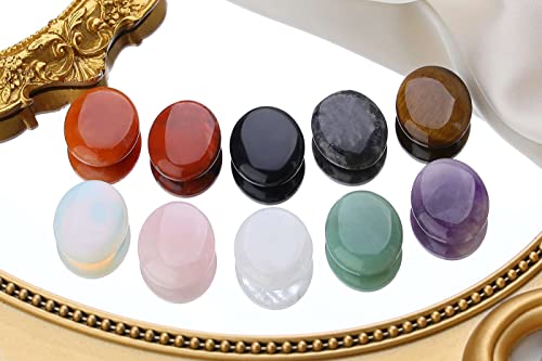 LAIDANLA 10PCS Healing Crystals Palm Stone Set Oval Crystal Amethyst Rose Quartz Obsidian Clear Quartz Polished Natural Stones Pocket Gemstone Home Decoration for Meditation and Anxiety Stress Relief - Image 2