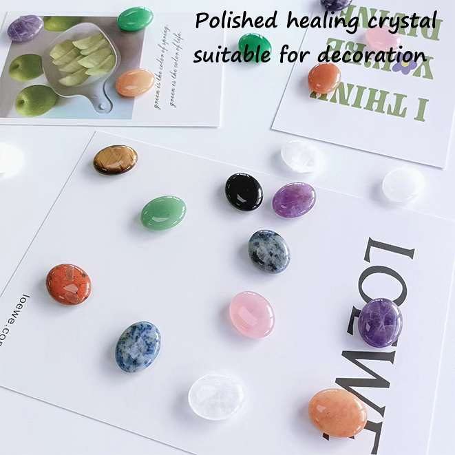 LAIDANLA 10PCS Healing Crystals Palm Stone Set Oval Crystal Amethyst Rose Quartz Obsidian Clear Quartz Polished Natural Stones Pocket Gemstone Home Decoration for Meditation and Anxiety Stress Relief - Image 3