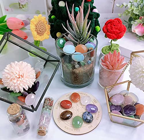 LAIDANLA 10PCS Healing Crystals Palm Stone Set Oval Crystal Amethyst Rose Quartz Obsidian Clear Quartz Polished Natural Stones Pocket Gemstone Home Decoration for Meditation and Anxiety Stress Relief - Image 4