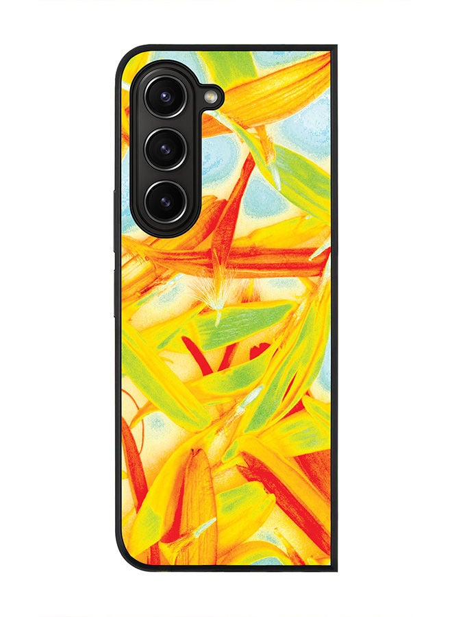 Stylizedd Rugged Black edge case for Samsung Galaxy Z Fold5, Slim fit Soft Case Flexible Rubber Edges Anti Drop TPU Gel Thin Cover -  Pastel Petals - Image 1