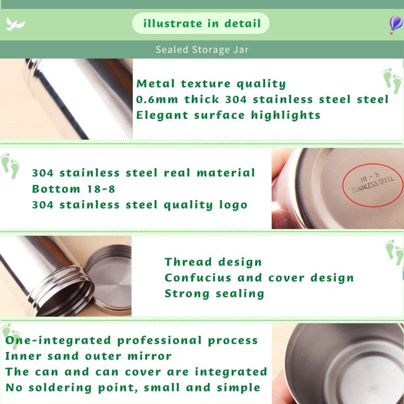 Yosoo 304 Stainless Steel Sealed Food Storage Jar Portable Tea Coffee Beans Container Easy for Travel Outdoor and Camping(275ml) - Image 4