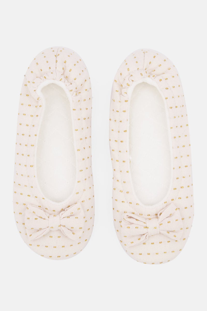 Tchibo Women Metallic Ballerina Shoes, Ivory - Image 4