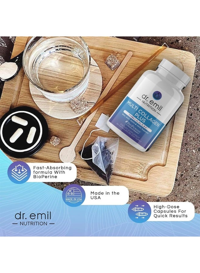 DR EMIL NUTRITION DR. EMIL NUTRITION Multi Collagen Pills - Collagen Supplements to Support Hair, Skin, Nails, & Joints - Hydrolyzed Collagen Supplements for Women with Types I, II, III, V & X - 90 Capsules - Image 5