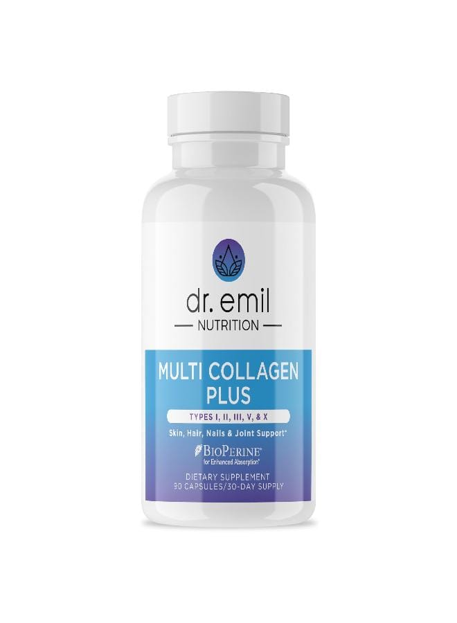 DR EMIL NUTRITION DR. EMIL NUTRITION Multi Collagen Pills - Collagen Supplements to Support Hair, Skin, Nails, & Joints - Hydrolyzed Collagen Supplements for Women with Types I, II, III, V & X - 90 Capsules - Image 1