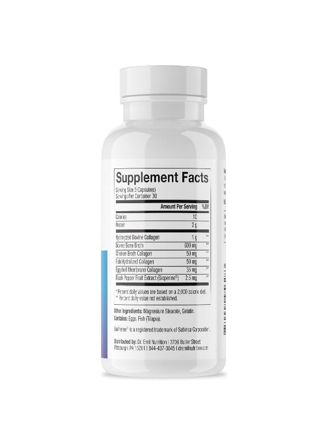 DR EMIL NUTRITION DR. EMIL NUTRITION Multi Collagen Pills - Collagen Supplements to Support Hair, Skin, Nails, & Joints - Hydrolyzed Collagen Supplements for Women with Types I, II, III, V & X - 90 Capsules - Image 2