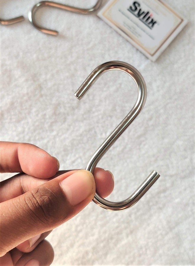 SYLIX Stainless Steel Thick S Shape Hooks for Kitchen & Bathroom, Heavy Duty Rustproof Hanger for Utensils, Clothes & Accessories (12) - Image 2