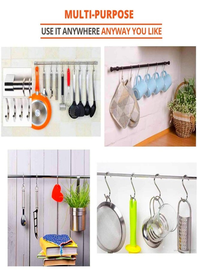 SYLIX Stainless Steel Thick S Shape Hooks for Kitchen & Bathroom, Heavy Duty Rustproof Hanger for Utensils, Clothes & Accessories (12) - Image 4