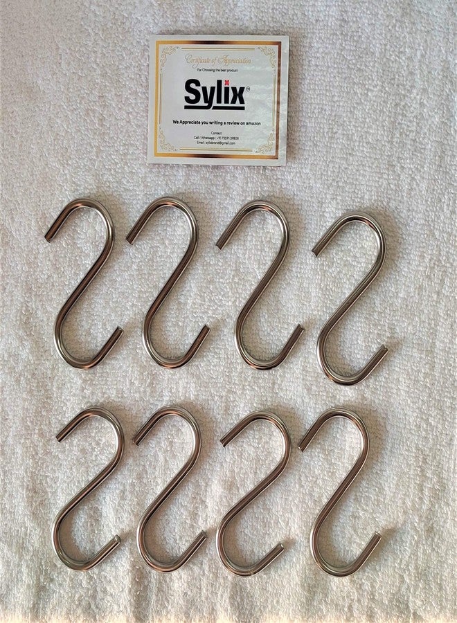 SYLIX Stainless Steel Thick S Shape Hooks for Kitchen & Bathroom, Heavy Duty Rustproof Hanger for Utensils, Clothes & Accessories (12) - Image 3