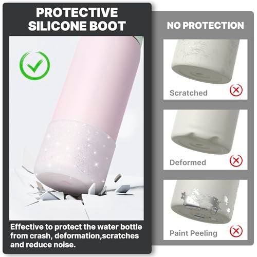 Diumepo Silicone Water Bottle Boot for Owala 32 oz, Anti-Slip Protective Sleeve for Owala Twist & FreeSip & Flip Stainless Steel Water Bottle, Boot Bottom Base (Glitter White) - Image 3