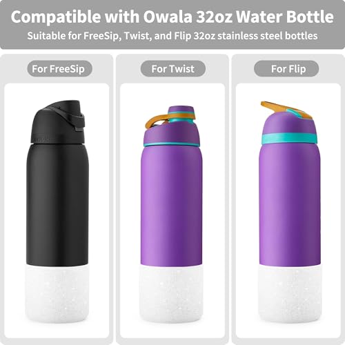 Diumepo Silicone Water Bottle Boot for Owala 32 oz, Anti-Slip Protective Sleeve for Owala Twist & FreeSip & Flip Stainless Steel Water Bottle, Boot Bottom Base (Glitter White) - Image 2