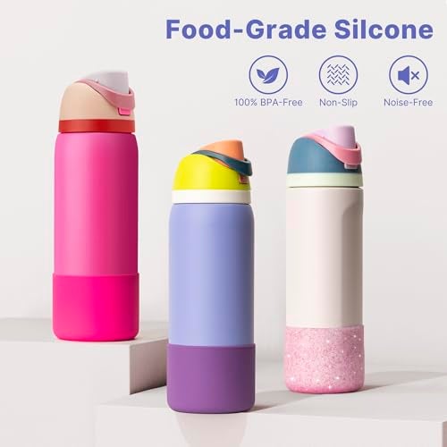 Diumepo Silicone Water Bottle Boot for Owala 32 oz, Anti-Slip Protective Sleeve for Owala Twist & FreeSip & Flip Stainless Steel Water Bottle, Boot Bottom Base (Glitter White) - Image 5