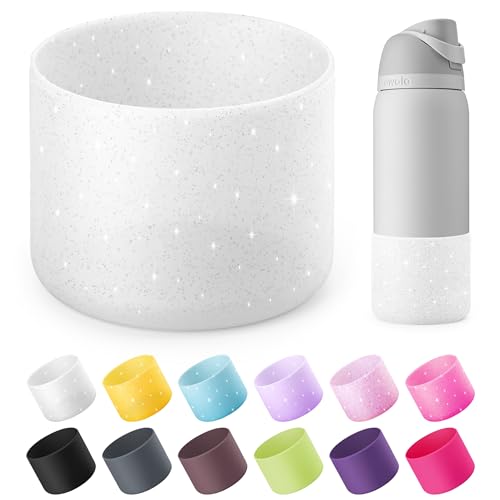 Diumepo Silicone Water Bottle Boot for Owala 32 oz, Anti-Slip Protective Sleeve for Owala Twist & FreeSip & Flip Stainless Steel Water Bottle, Boot Bottom Base (Glitter White) - Image 1