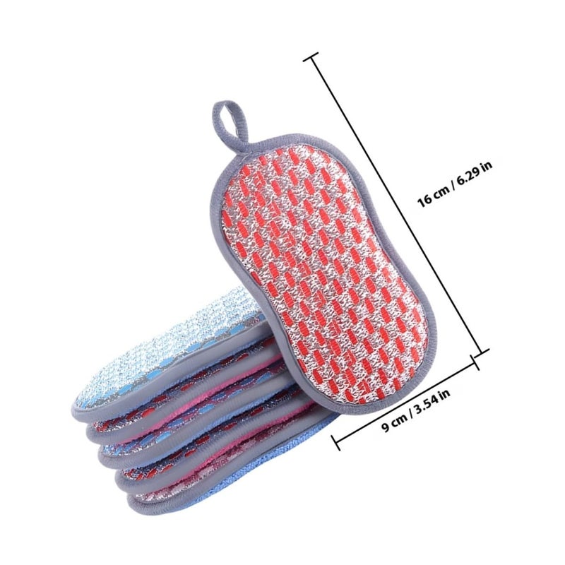 6Pcs Double Sided Kitchen Scrubber Sponges Reusable with Soft and Rough Surfaces - Image 3