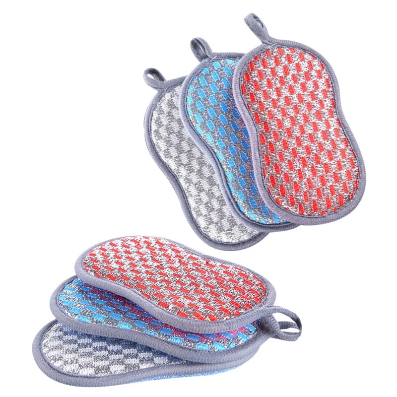 6Pcs Double Sided Kitchen Scrubber Sponges Reusable with Soft and Rough Surfaces - Image 2