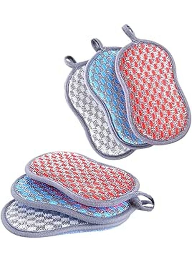 6Pcs Double Sided Kitchen Scrubber Sponges Reusable with Soft and Rough Surfaces - Image 1