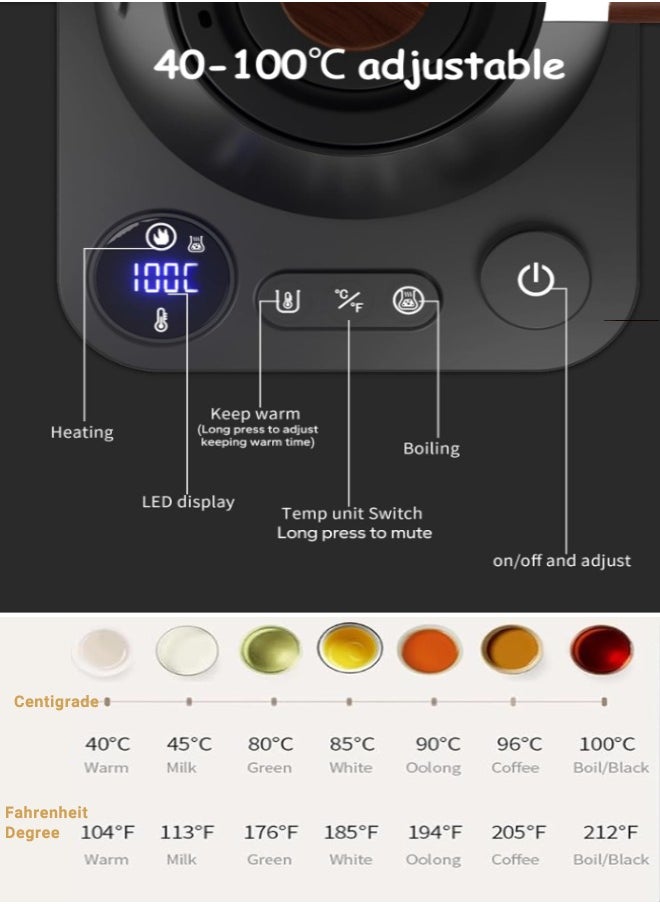 Super ZYouth Smart Electric Coffee Maker 900ML, Coffee Pot 1200W Power Knob Smart Temperature Adjustment with Digital Display, Suitable for Coffee and Tea, Home, Office, Black  - Image 2