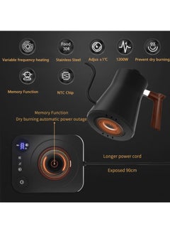 Super ZYouth Smart Electric Coffee Maker 900ML, Coffee Pot 1200W Power Knob Smart Temperature Adjustment with Digital Display, Suitable for Coffee and Tea, Home, Office, Black  - Image 4