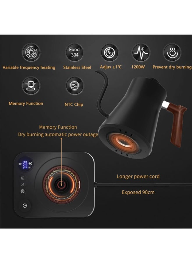 Super ZYouth Smart Electric Coffee Maker 900ML, Coffee Pot 1200W Power Knob Smart Temperature Adjustment with Digital Display, Suitable for Coffee and Tea, Home, Office, Black  - Image 4