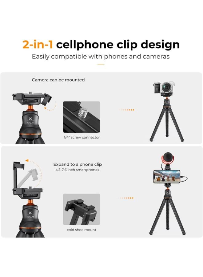 K&F Concept 2-in-1 Cellphone Stand Flexible Tripod - Image 2