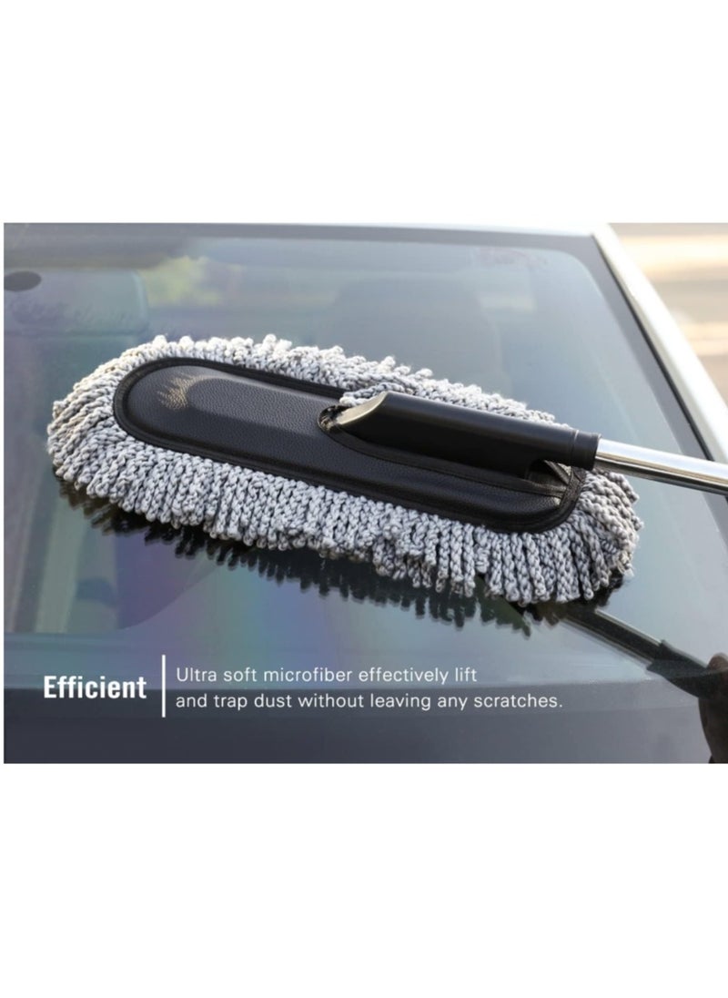 Generic Soft Microfiber Dust Duster for Cleaning Car Window, Arabic Mop, Car Mop, Car Wiper, Car Cloth, Car Dust Duster Made of Ultra-Soft Microfiber with Extendable Handle, Car Brush Duster for Cleaning Dust Inside the Car, Multi-Purpose Brush for Interior and Exterior Car Cleaning, Made with Soft Microfiber, Handheld Vehicle Wiper, Car Squeegee, Easy-to-Clean Car Mop  - Image 2