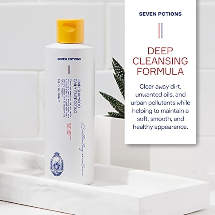 SEVEN POTIONS Hair Shampoo for Men – Deep Cleansing Hair Wash Formula For Healthier, Fuller Hair – Great For All Hair Types – Natural, Vegan, Cruelty Free – Daily Energizing (8.45fl oz) - Image 2
