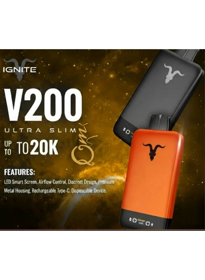 ignite V200 Ultra Slim Strawberry Kiwi 20000 Puffs 20mg Nicotine Rechargeable Disposable Vape - Image 2
