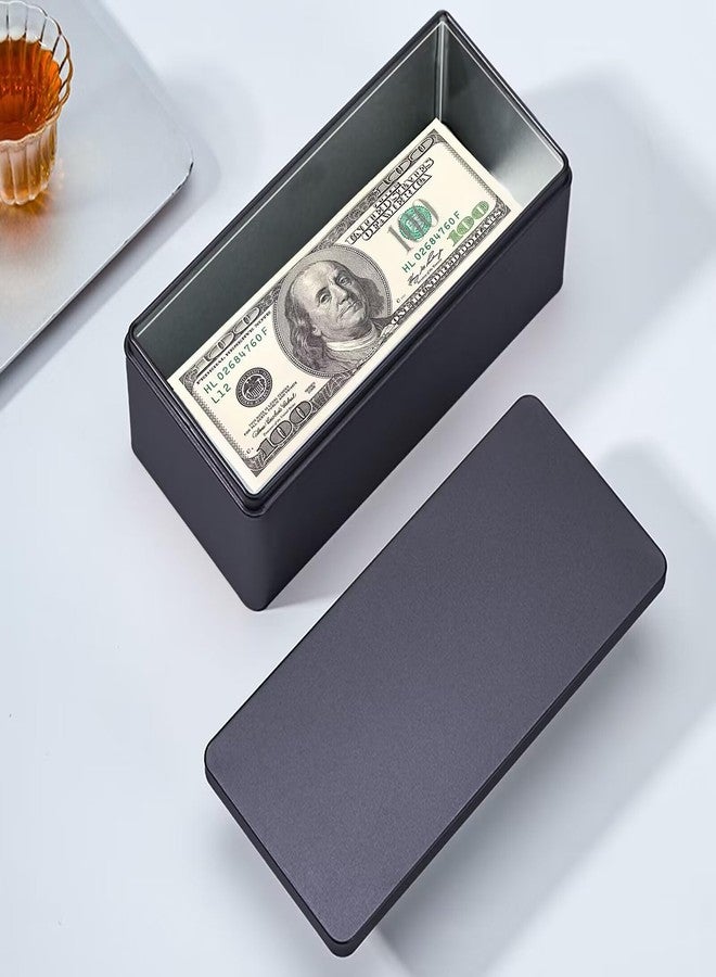 JINGHANGER Black Metal Cash Box Money Holder Money Box for Cash Single Row Currency Tray Money Storage Box with Lid Cash Organizer Money Saving Organizer Money Organizer for Cash Money Gift Box Organizer - Image 4