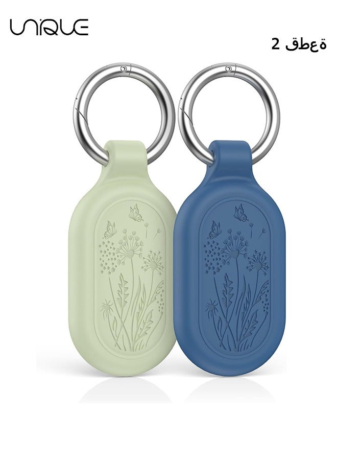 يونيك 2 حزمة - لسامسونج جالاكسي سمارت تاج 2 القضية، للماء كامل واقية سيليكون القضية المضادة للخسر مقاومة للخدش غطاء الحماية ل Galaxy SmartTag 2 لمفاتيح محفظة أمتعة الأليفة (أخضر + أزرق) - Image 1