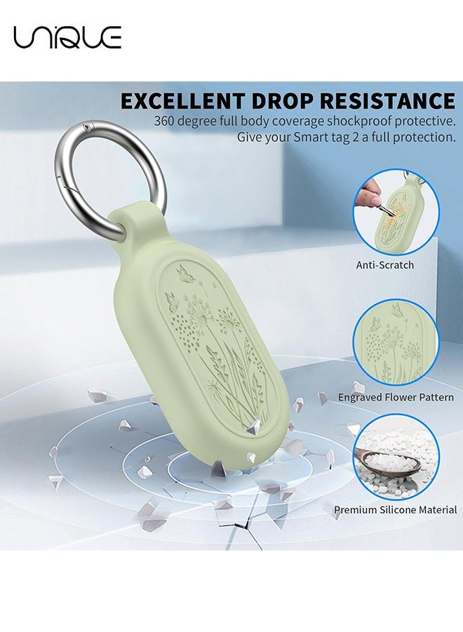 يونيك 2 حزمة - لسامسونج جالاكسي سمارت تاج 2 القضية، للماء كامل واقية سيليكون القضية المضادة للخسر مقاومة للخدش غطاء الحماية ل Galaxy SmartTag 2 لمفاتيح محفظة أمتعة الأليفة (أخضر + أزرق) - Image 3