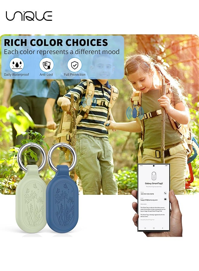 يونيك 2 حزمة - لسامسونج جالاكسي سمارت تاج 2 القضية، للماء كامل واقية سيليكون القضية المضادة للخسر مقاومة للخدش غطاء الحماية ل Galaxy SmartTag 2 لمفاتيح محفظة أمتعة الأليفة (أخضر + أزرق) - Image 5