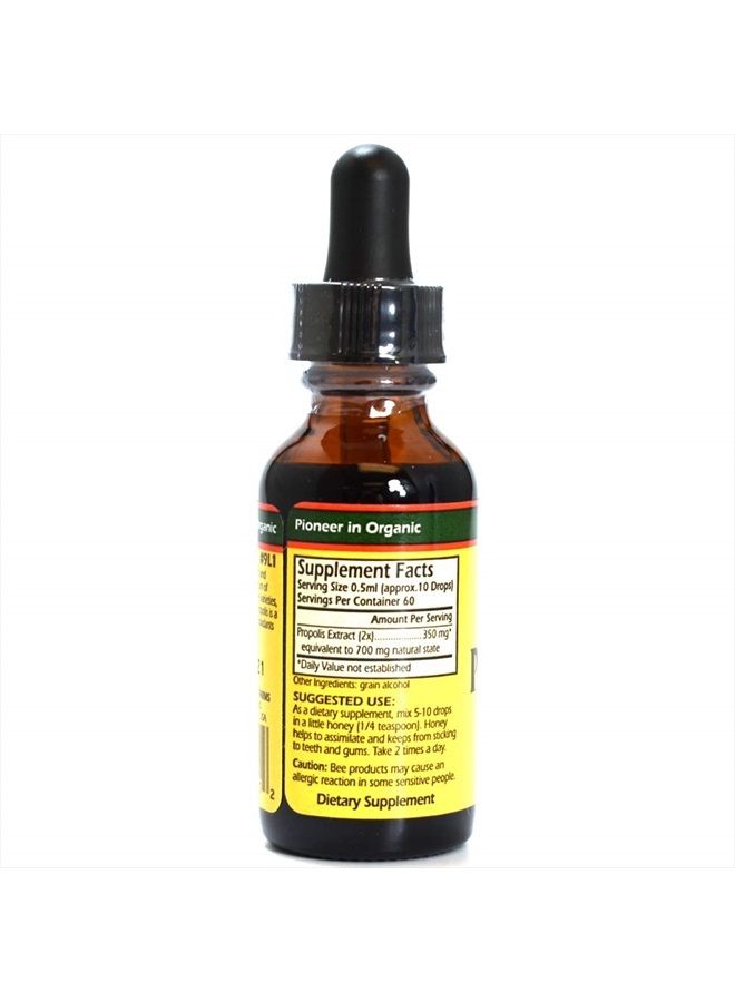 YS BEE FARMS مزارع النحل YS، مستخلص البروبوليس، قوة فائقة عضوي، 1 أونصة سائلة - Image 2
