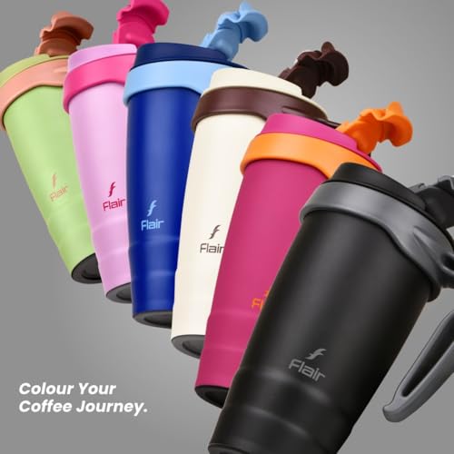 FLAIR Kafe Vacuum Insulated Stainless Steel Travel Mug 500ml -Pink, Hot & Cold,Leak-Proof,Flip Lock Lid,Easy to Clean, Carry Handle–Stylish Tumbler for Office,Coffee Mug - Image 3