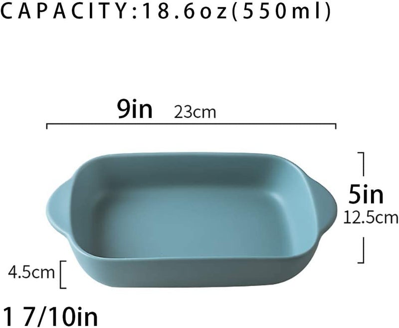 WE-CEF WECEF Porcelain Bakeware Set for Cooking 9 Inch Ceramic Baking Dish for Oven Individual Roasting Lasagna Pan Small Casserole Bakeware with Handle Pack 1 Blue - Image 2