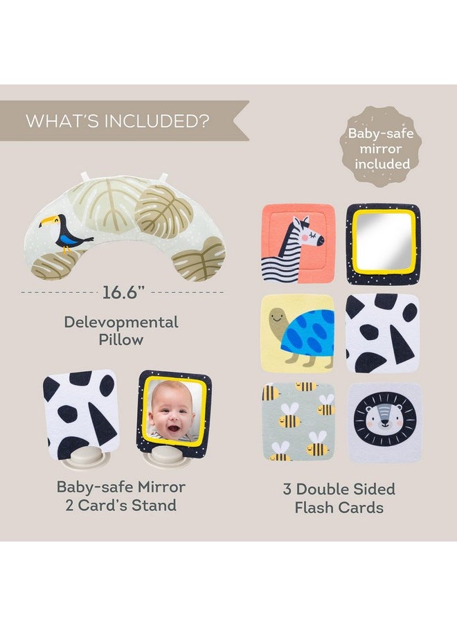 Taf Toys Tummy Time Set With Ergonomic Pillow, Double-Sided High Contrast Black & White Flash Cards & Mirror Card, Developmental Baby Play Mat Accessories & Card Stands For Newborn Infant Tummy Time  - Image 2