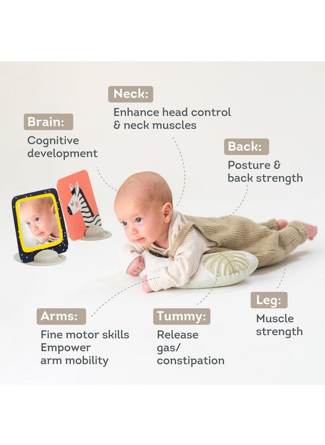 Taf Toys Tummy Time Set With Ergonomic Pillow, Double-Sided High Contrast Black & White Flash Cards & Mirror Card, Developmental Baby Play Mat Accessories & Card Stands For Newborn Infant Tummy Time  - Image 4