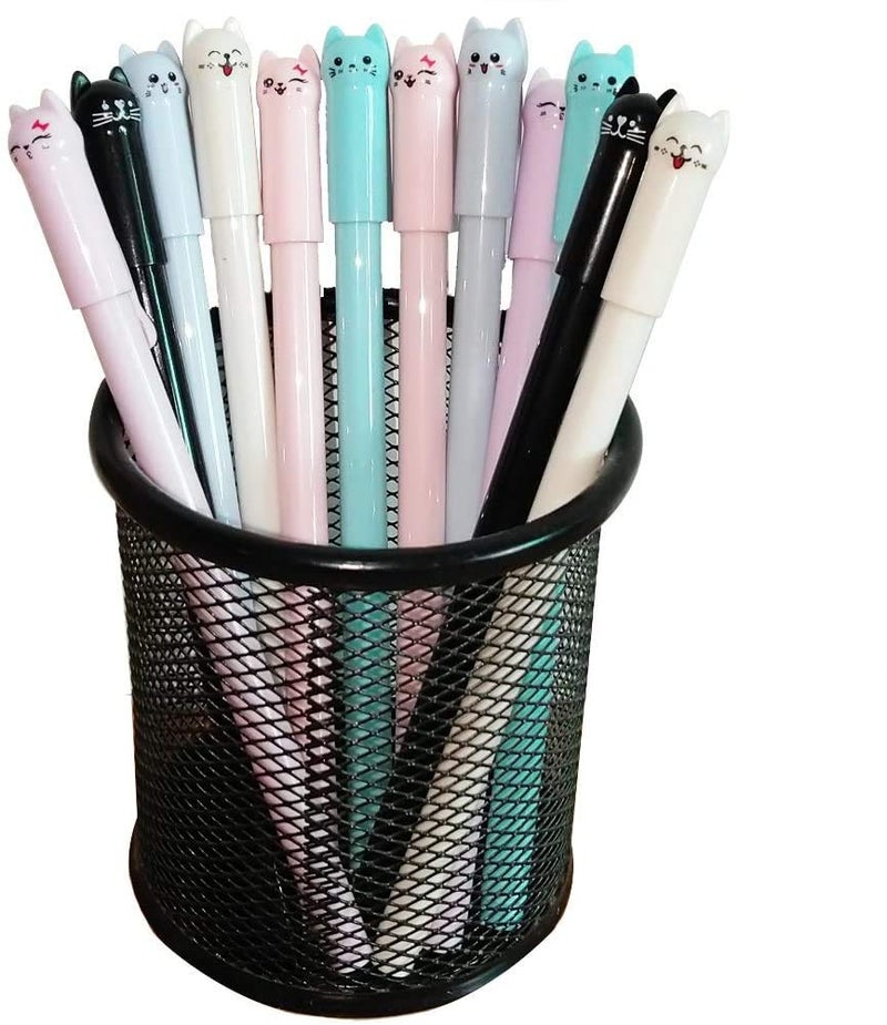 sencoo Girl Cute Pens Kawaii Pen Cute Cat Pen 0.5 mm Gel Pens Black Ball Point Pens for School Office Supplies (12 cat) - Image 1
