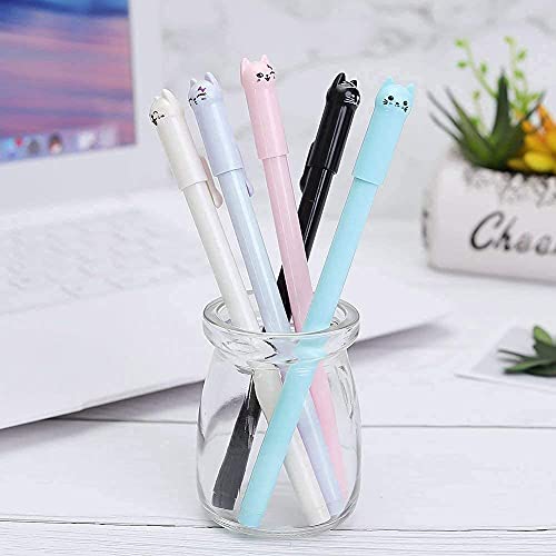 sencoo Girl Cute Pens Kawaii Pen Cute Cat Pen 0.5 mm Gel Pens Black Ball Point Pens for School Office Supplies (12 cat) - Image 3