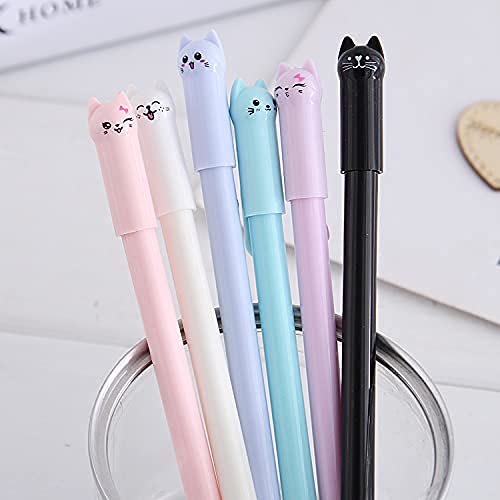 sencoo Girl Cute Pens Kawaii Pen Cute Cat Pen 0.5 mm Gel Pens Black Ball Point Pens for School Office Supplies (12 cat) - Image 4