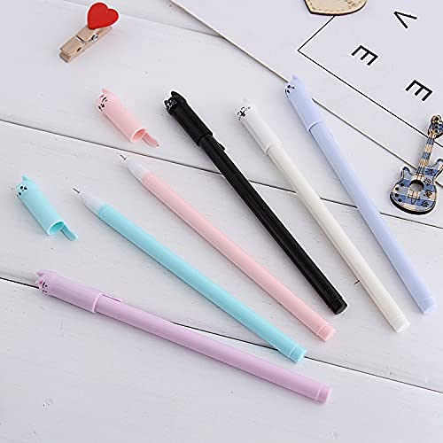 sencoo Girl Cute Pens Kawaii Pen Cute Cat Pen 0.5 mm Gel Pens Black Ball Point Pens for School Office Supplies (12 cat) - Image 5