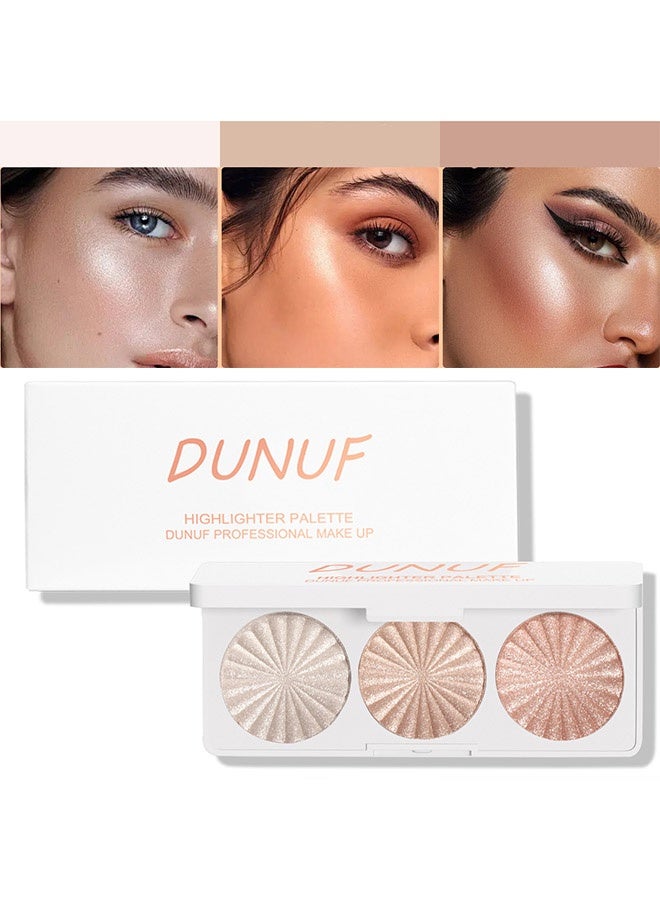 DUNUF Highlighter Plaette,Highlight Makeup Contour Powder, Pink Pearl Golden Champagne Bronze Rose Highlighter Palette, Glitter Face Illuminator Highlighter, Illuminator Make Up #01 - Image 1