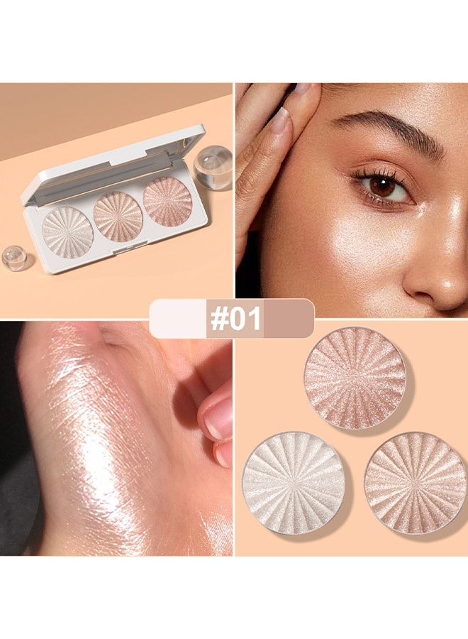 DUNUF Highlighter Plaette,Highlight Makeup Contour Powder, Pink Pearl Golden Champagne Bronze Rose Highlighter Palette, Glitter Face Illuminator Highlighter, Illuminator Make Up #01 - Image 2