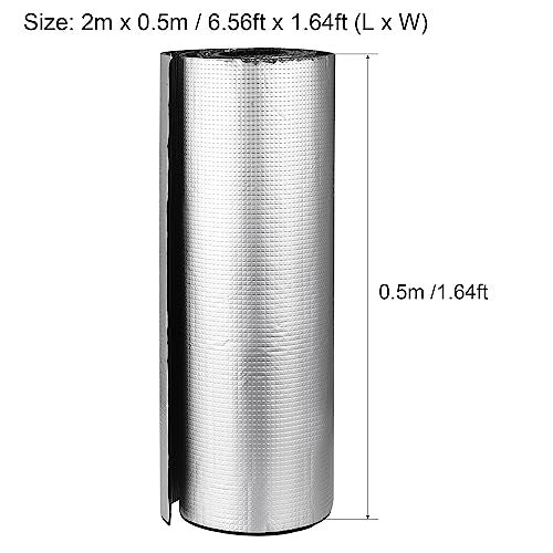 uxcell ورقة عزل uxcell، 2م x 0.5م x 5مم، لاصقة ذاتيًا، رقائق الألمنيوم المنقوشة، مقاومة للماء، مقاومة للحرارة، حاجز حراري، للأسطح والجدران وأنابيب التكييف، رغوة مطاطية - Image 2