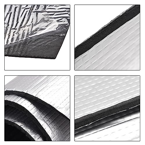 uxcell ورقة عزل uxcell، 2م x 0.5م x 5مم، لاصقة ذاتيًا، رقائق الألمنيوم المنقوشة، مقاومة للماء، مقاومة للحرارة، حاجز حراري، للأسطح والجدران وأنابيب التكييف، رغوة مطاطية - Image 4